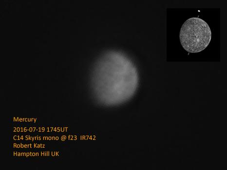 Mercury imaged with a Celestron C14. Robert Katz, 19/07/2016, Middlesex, England.