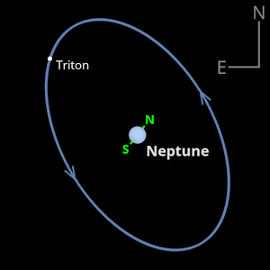 The position and orbit orientation of Triton at the opposition of Neptune on 11 September 2020. Image credit: Ade Ashford. The position and orbit orientation of Triton at the opposition of Neptune on 11 September 2020. Image credit: Ade Ashford.