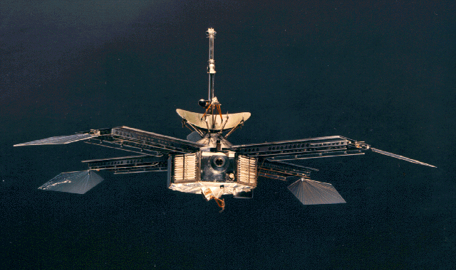 The Mariner 4 spacecraft, which returned the first detailed images of the Martian surface in 1965.
