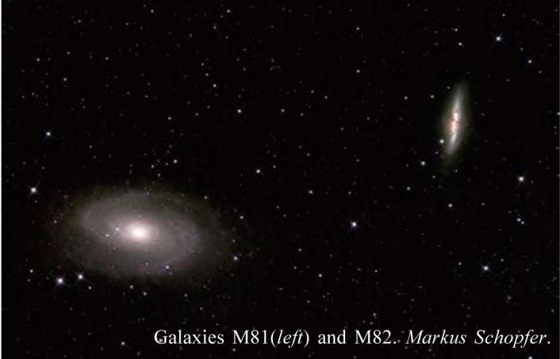 The galaxies M81 and M82 are the best known two deep sky objects in Ursa Major.