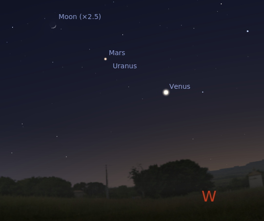 Venus and the Moon at 6.30pm on Thur 2017 Mar 2.