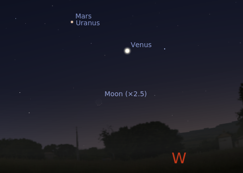 Venus and the Moon at 6.30pm on Tue 2017 Feb 28.