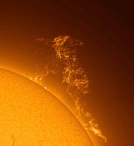 A spectacular eruptive prominence on 2010 April 13, imaged in H-alpha light. Andy Devey.