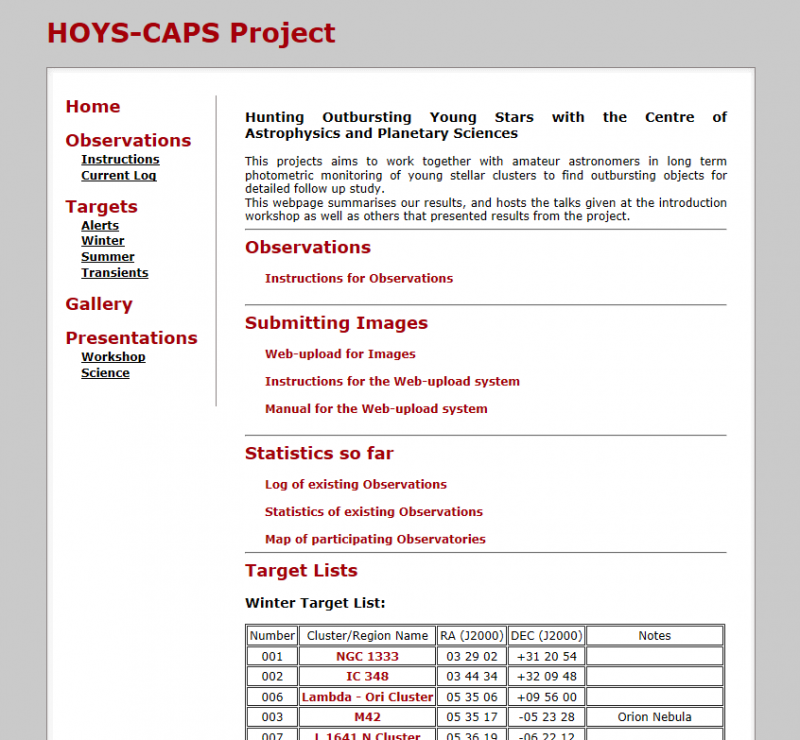 HOYS-CAPS Project Website
