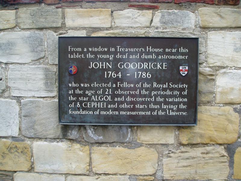 Some attendees took the opportunity to visit the plaque in central York commemorating pioneering variable star observer John Goodricke, who is 250 years old this year  (image Mike Frost)