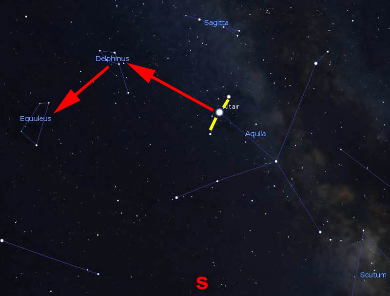 Figure 7. From Altair to Equuleus in two easy steps.  (Stellarium)