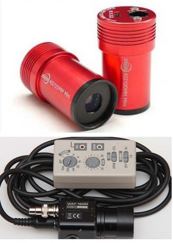Figure 1.Digital cameras for occultations: CMOS (above) and a Watec 120N video camera (below).