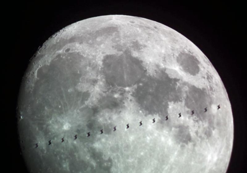 ISS transit across the Moon by John Bell