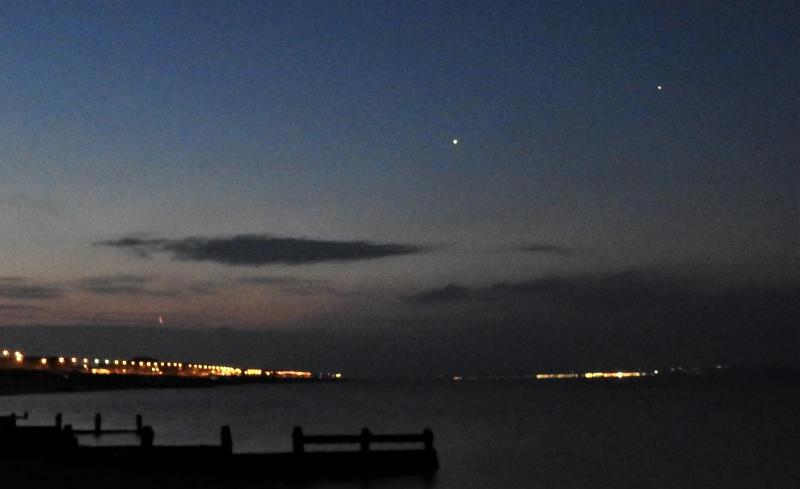 The planets are often easily visible. Venus is seen here right of centre with Jupiter at upper right (Image courtesy Andrew Paterson).