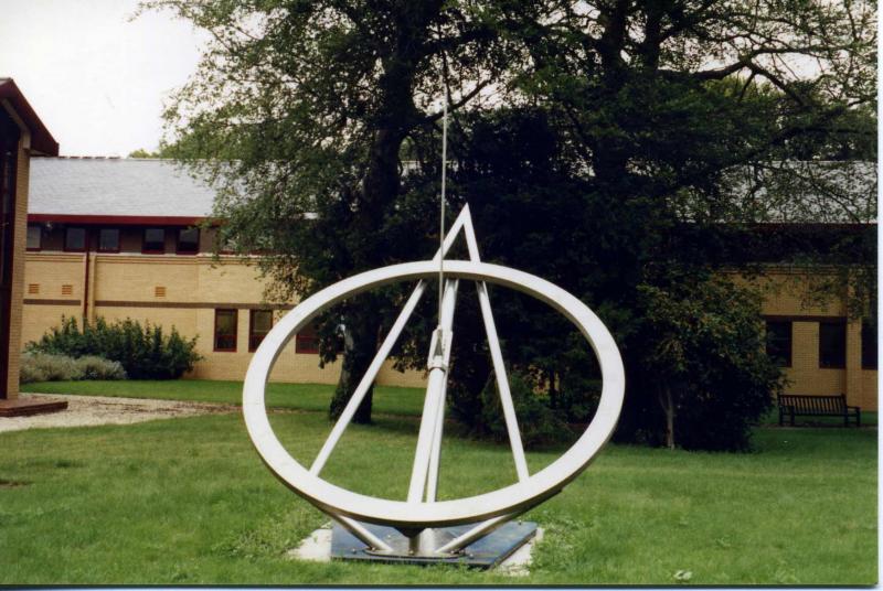 The equiangular sundial at Herstmonceux, designed by Gordon Taylor.