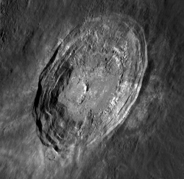 Image from the Lunar Reconnaissance Orbiter, showing wall collapse and splashes of impact melt. (NASA/QuickMap)