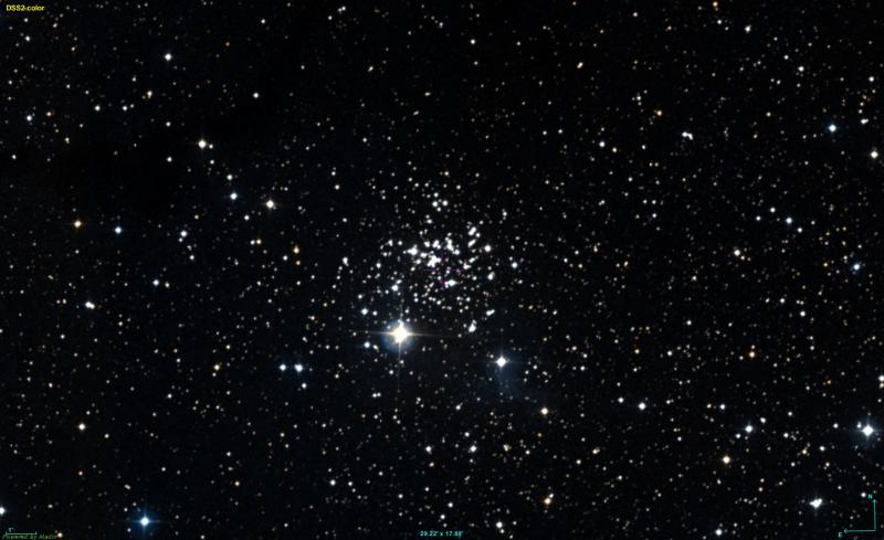 Figure 1. The very young star cluster NGC 654 in Cassiopeia. (Courtesy DSS2/Aladin Sky Atlas)