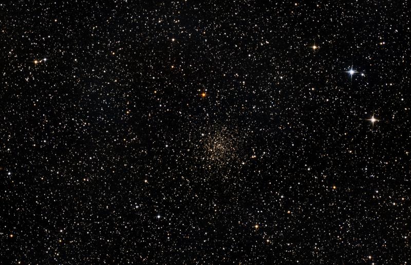 NGC 6791. Taken on 2016 May 30 at 00.35 UTC, using a Nikon D810A, it is a stack of 62×30s exposures at ISO 800. Sky-Watcher 200PDS, coma corrector and HEQ5 Pro, unguided. Credit - Iain Cartwright