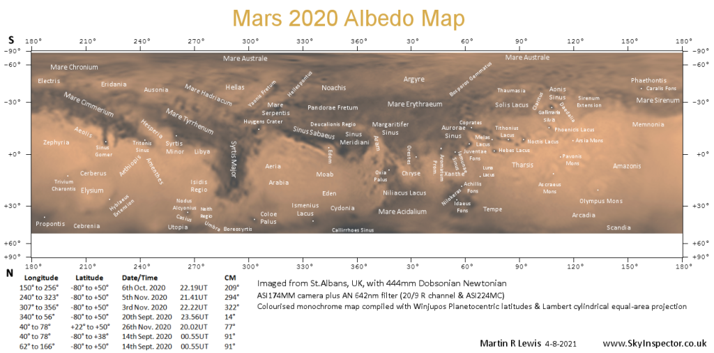 Mars 2020 Albedo Map annotated