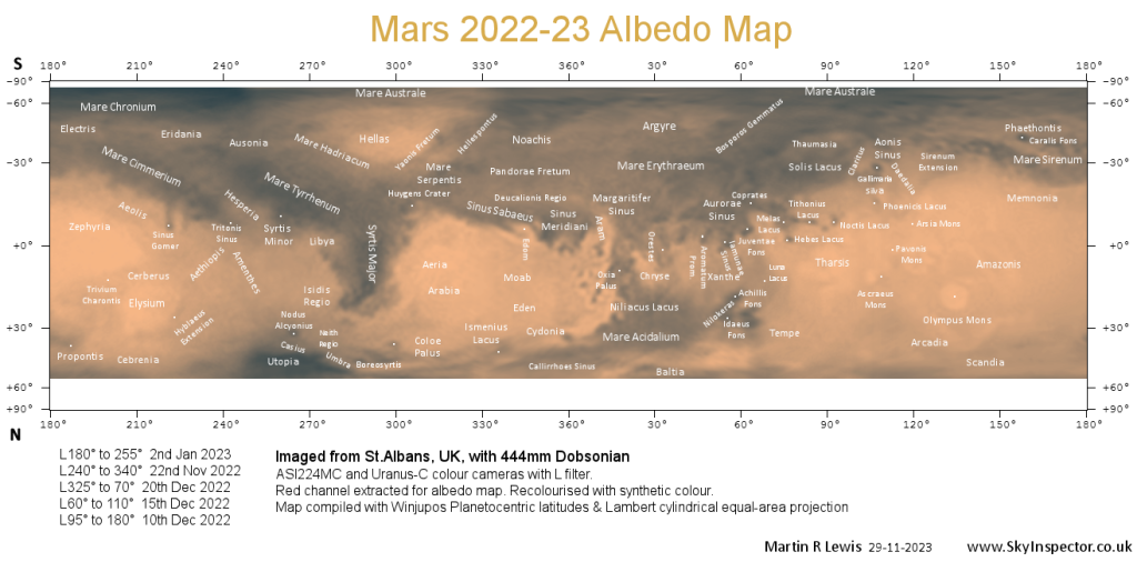 Mars 2022-23 Albedo Map annotated Final MRLewis