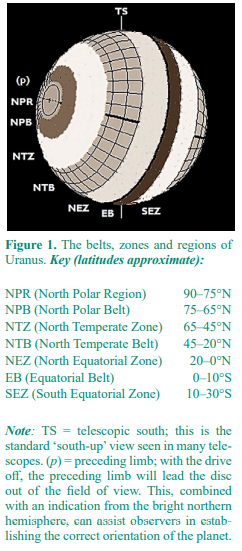 Figure 1. The zones and belts of Uranus
