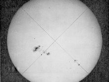Figure 1. The Great Sunspot of 1947 (Greenwich group number 14886). Photograph from the Royal Observatory, Greenwich, 1947 Apr 7. (See ref. 7.)