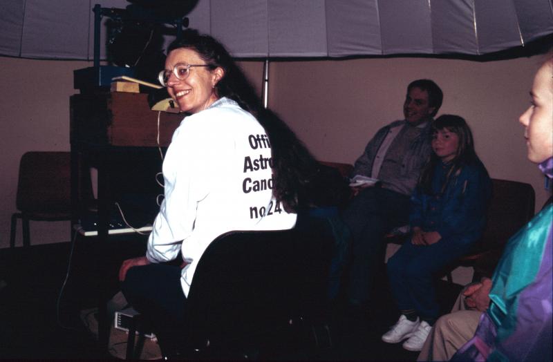 Fiona in the planetarium at the Mills Observatory, Dundee, in c.1993. (Photo courtesy of Ken Kennedy)