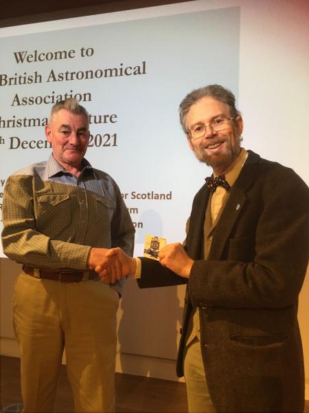 Dale Holt is presented with the 2021 Steavenson Award. (Photograph by Marie-Louise Archer)