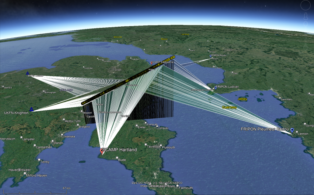 Trajectory using only FRIPON and UKFN observations - credit UKFAll and Hadrien Devillepoix of Curtin University