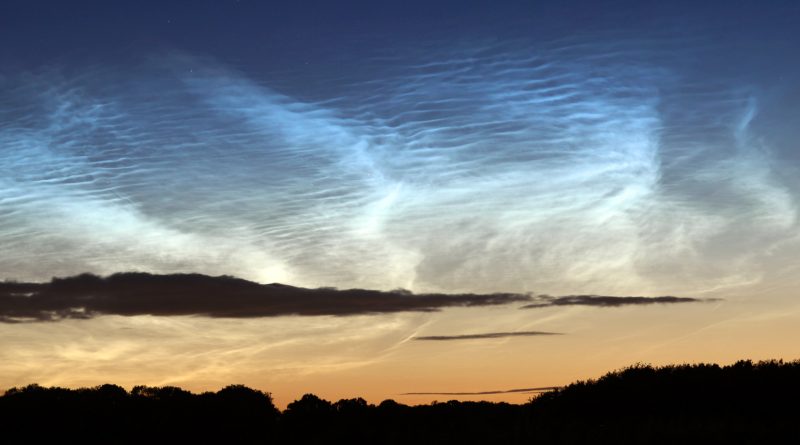Noctilucent cloud over Cirencester, UK, imaged by James Weightman on 2020 July 10.