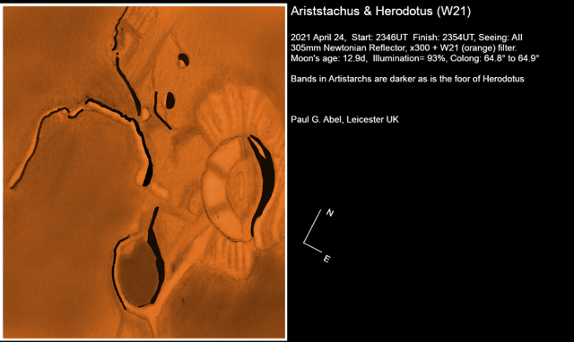 Aristarchus and Herodotus, again on 2021 April 24, but with a Wratten 21 filter.