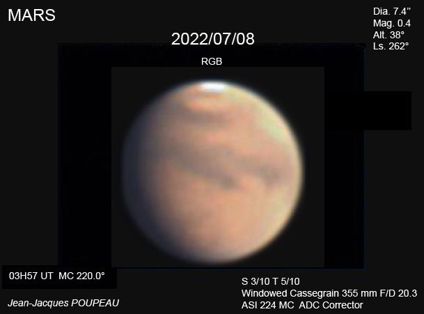 Observation of Mars, 8 July 2022, by Jean-Jacques Poupeau