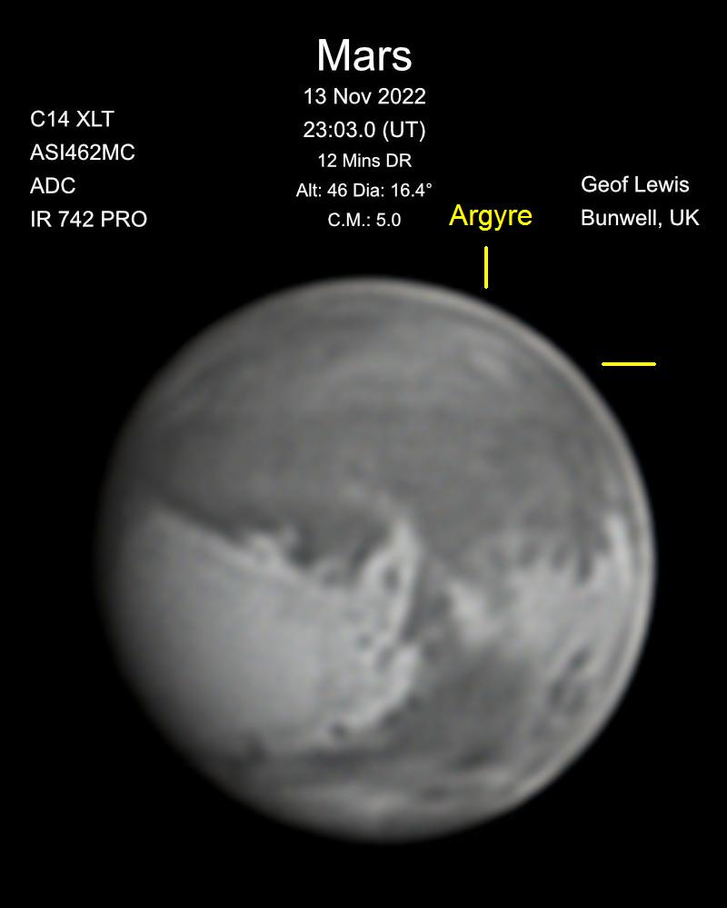 Mars Observed 13 Nov 2022 by Geof Lewis