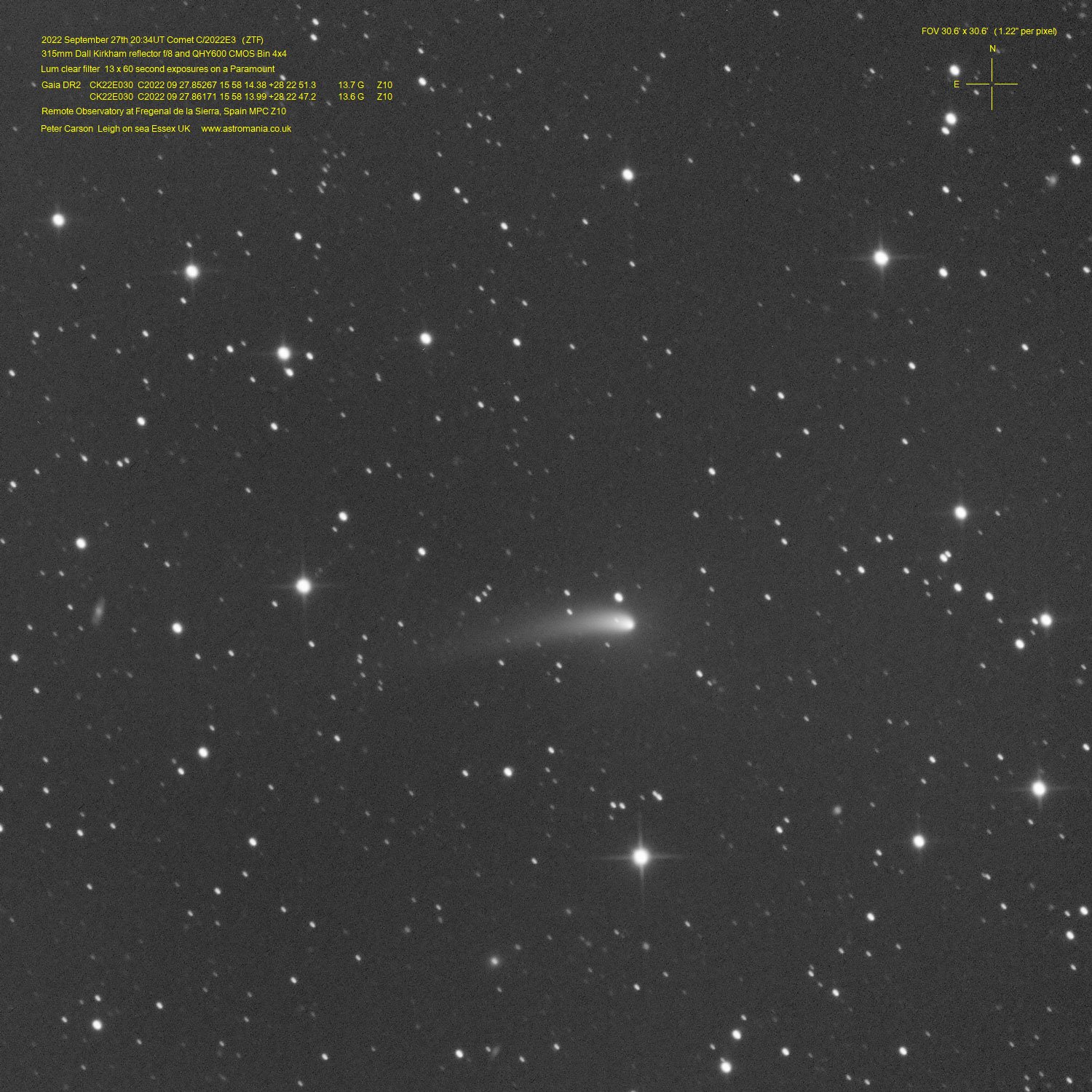 Comet of the month C/2022 E3 (ZTF) British Astronomical Association