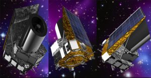Three views of the Euclid satellite. Credit: ESA
