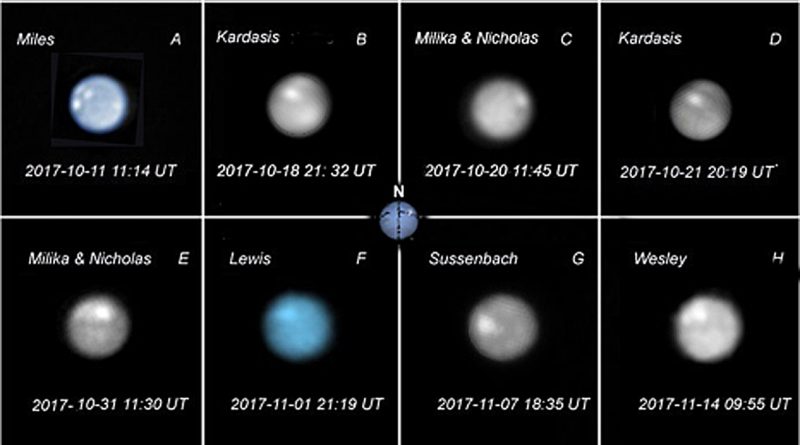 Amateur images of Neptune in 2016 and 2017